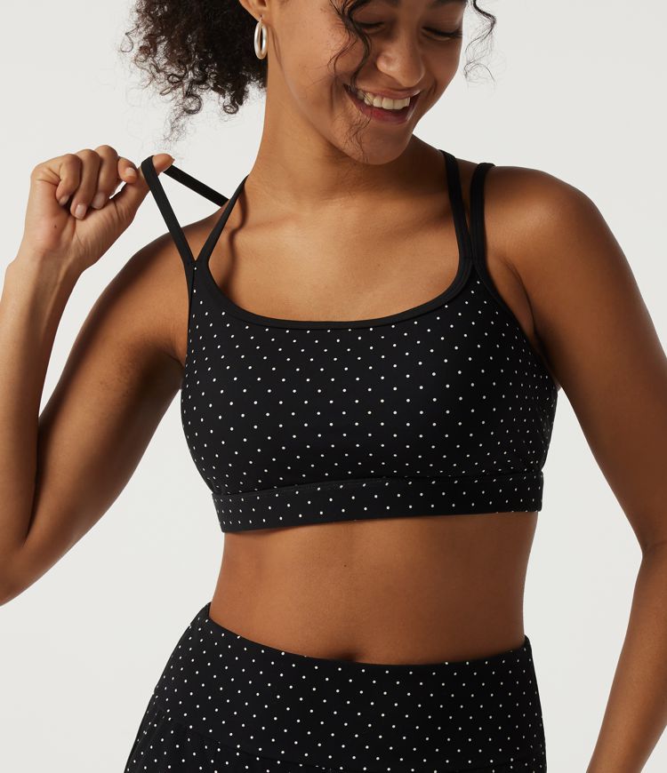 Halara UltraSculpt™ U Neck Polka Dot Crossover Yoga Tank Top with Built-in Bra