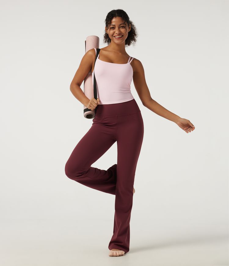SoftlyZero™ Airy Scoop Neck Twisted Yoga Tank Top with Built-in Bra