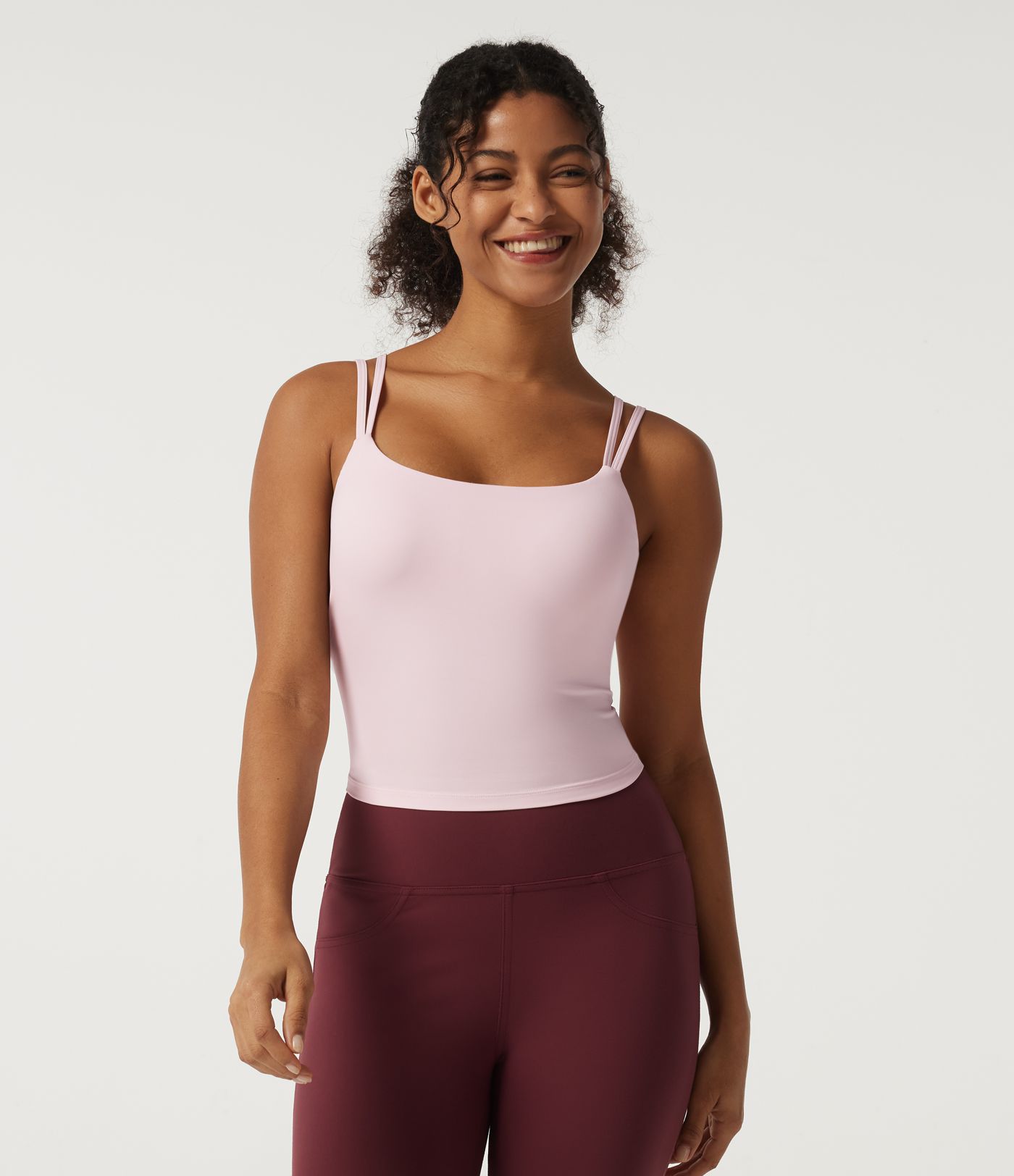 SoftlyZero™ Airy Scoop Neck Twisted Yoga Tank Top with Built-in Bra