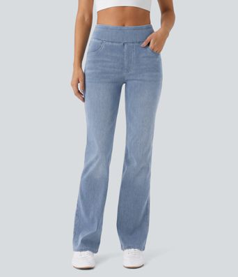 Halara Flex™ High Waisted Pockets Washed Casual Bootcut Jeans Halara Flex™ High Waisted Pockets Washed Casual Bootcut Jeans