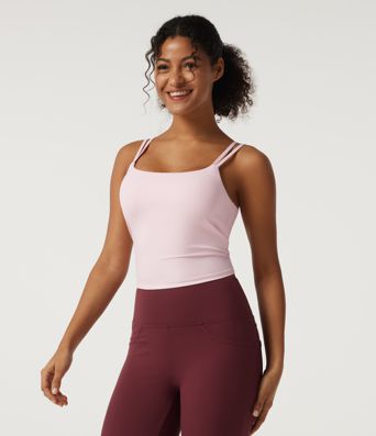 SoftlyZero™ Airy Scoop Neck Twisted Yoga Tank Top with Built-in Bra