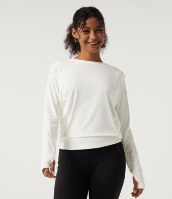 Round Neck Long Sleeve InstantCool Yoga Sports Top with Thumbholes-UPF50+ Round Neck Long Sleeve InstantCool Yoga Sports Top with Thumbholes-UPF50+