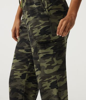 High Waisted Drawstring Camo Waffle Casual Trousers with Pockets High Waisted Drawstring Camo Waffle Casual Trousers with Pockets