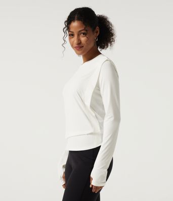 Round Neck Long Sleeve InstantCool Yoga Sports Top with Thumbholes-UPF50+ Round Neck Long Sleeve InstantCool Yoga Sports Top with Thumbholes-UPF50+