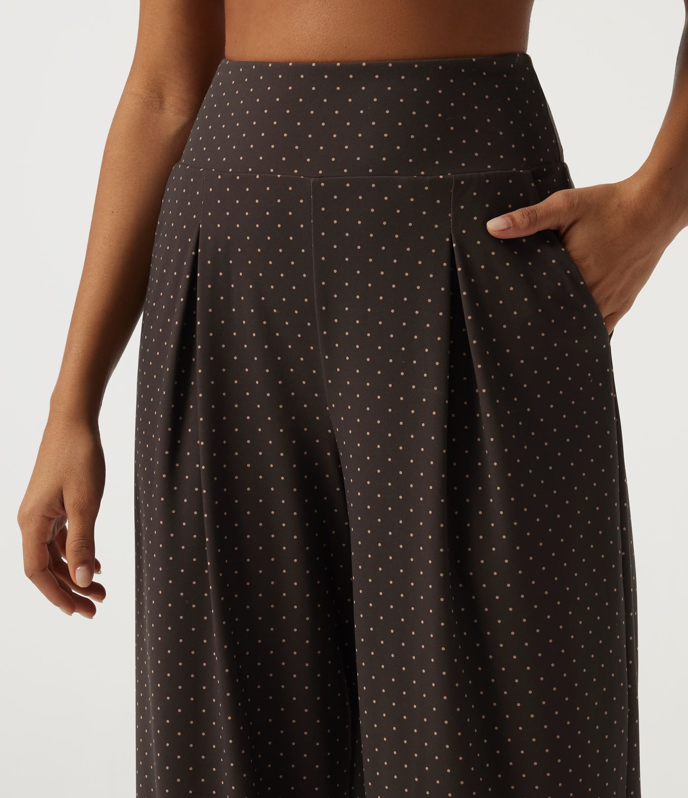 High Waisted Wide Leg Polka Dot Yoga Pants with Pockets High Waisted Wide Leg Polka Dot Yoga Pants with Pockets