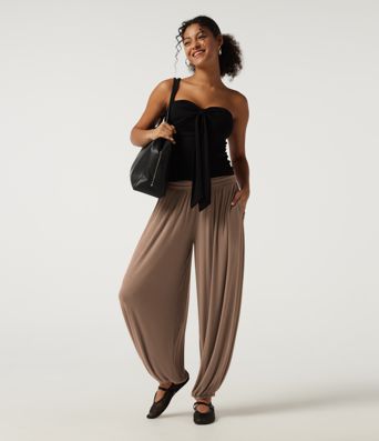 Ribbed Mid Rise Ruched Casual Pants with Pockets Ribbed Mid Rise Ruched Casual Pants with Pockets