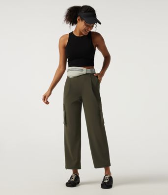 Mid Rise Quick Dry Wrinkle Recovery Tapered Running Cargo Pants with Pockets