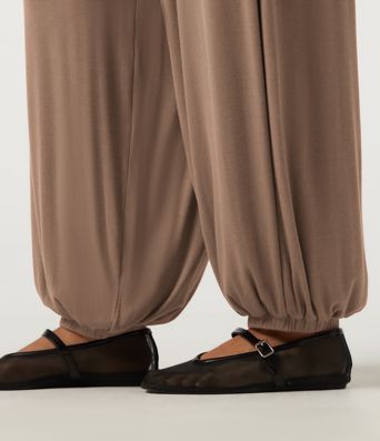 Ribbed Mid Rise Ruched Casual Pants with Pockets Ribbed Mid Rise Ruched Casual Pants with Pockets