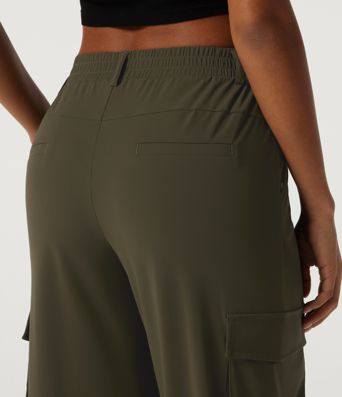 Mid Rise Quick Dry Wrinkle Recovery Tapered Running Cargo Pants with Pockets