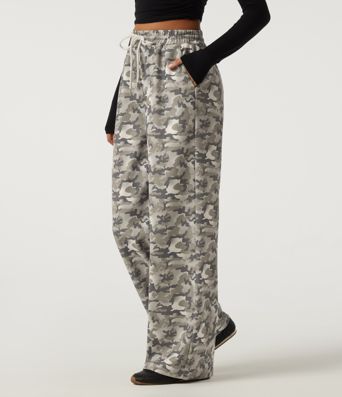 High Waisted Corduroy Camo Drawstring Casual Baggy Pants with Pockets