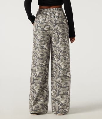 High Waisted Corduroy Camo Drawstring Casual Baggy Pants with Pockets