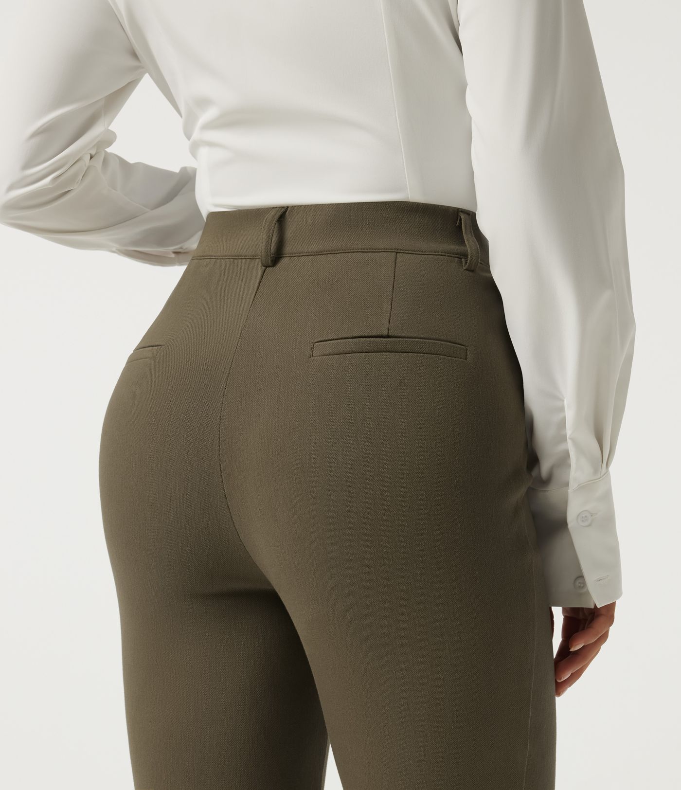 High Waisted Bootcut Work Cotton Pant with Pockets