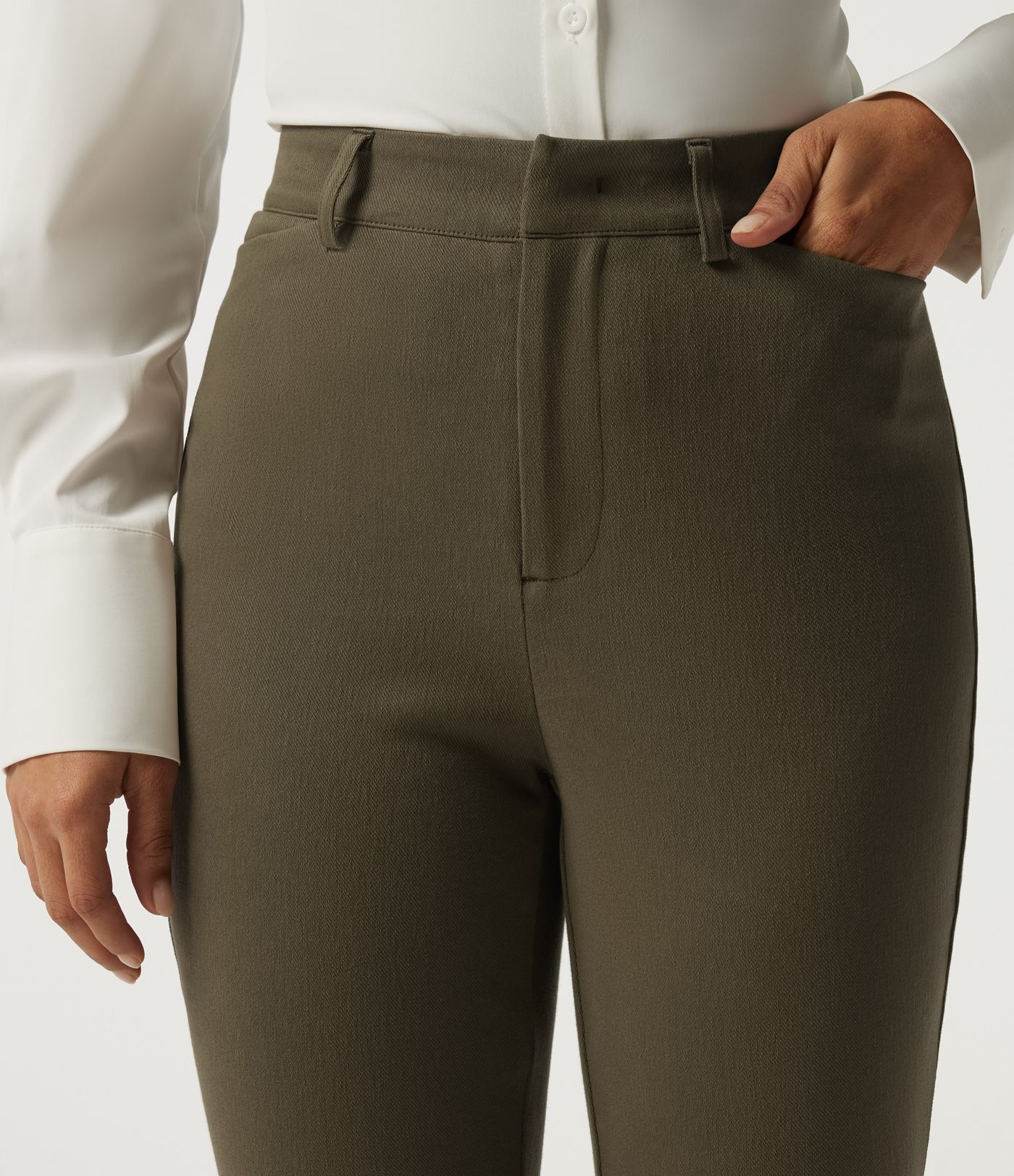 High Waisted Bootcut Work Cotton Pant with Pockets