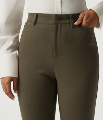 High Waisted Bootcut Work Cotton Pant with Pockets