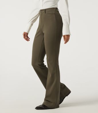 High Waisted Bootcut Work Cotton Pant with Pockets
