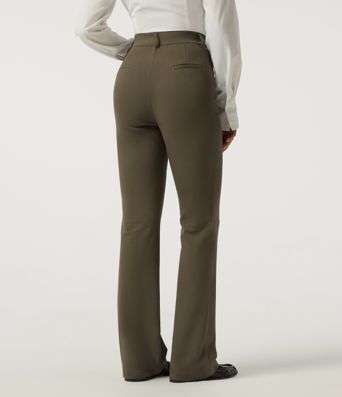 High Waisted Bootcut Work Cotton Pant with Pockets