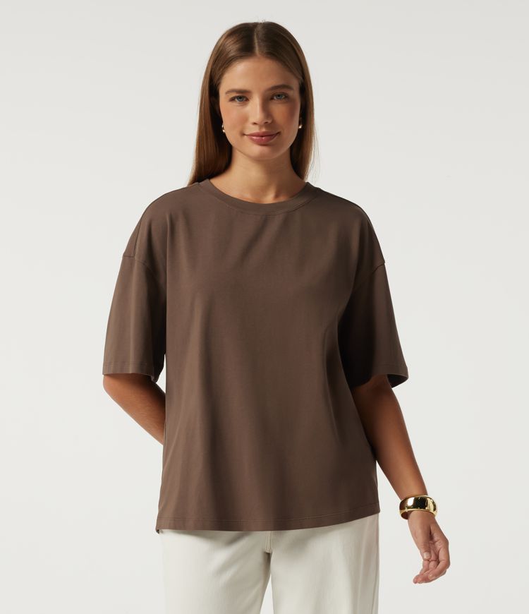 Halara Cotton Jersey Round Neck Short Sleeve Twisted Casual T-Shirt Halara Cotton Jersey Round Neck Short Sleeve Twisted Casual T-Shirt