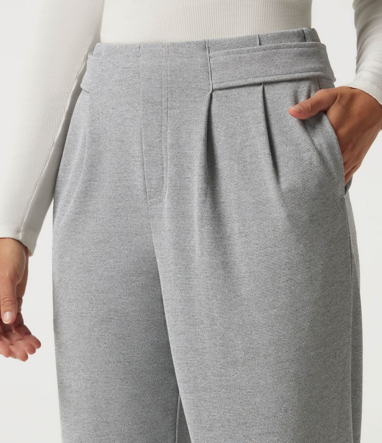 Pantalon de bureau Halara Flex™ taille mi-haute coupe fuselée gaufrée avec fronces et poches Pantalon de bureau Halara Flex™ taille mi-haute coupe fuselée gaufrée avec fronces et poches
