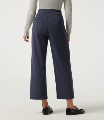 High Waisted Straight Leg Pintuck Work Pants with Pockets