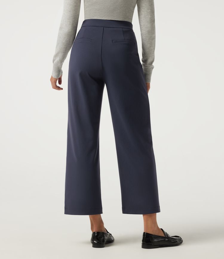 High Waisted Straight Leg Pintuck Work Pants with Pockets