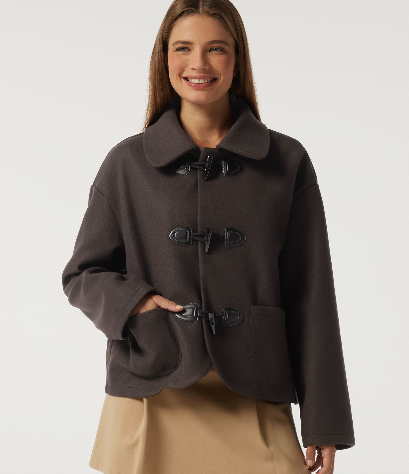 Collared Long Sleeve Casual Coat with Pockets Collared Long Sleeve Casual Coat with Pockets