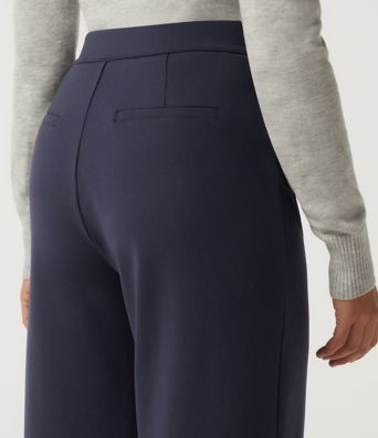 High Waisted Straight Leg Pintuck Work Pants with Pockets