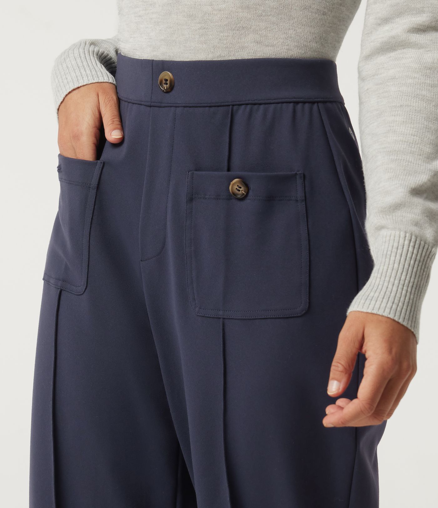 High Waisted Straight Leg Pintuck Work Pants with Pockets