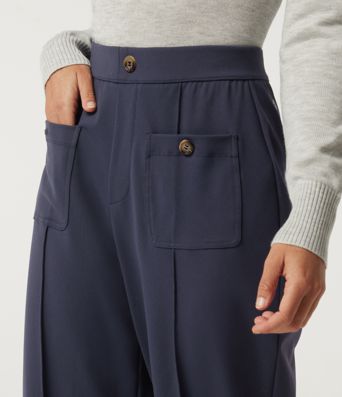 High Waisted Straight Leg Pintuck Work Pants with Pockets