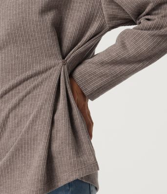 Ribbed Off Shoulder Long Sleeve Ruched Casual Top