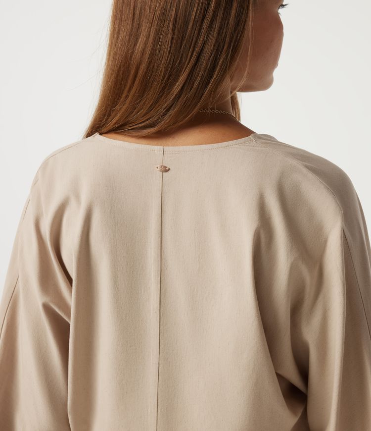 Flounce Long Sleeve Tie Front Casual Stretch Linen Blouse