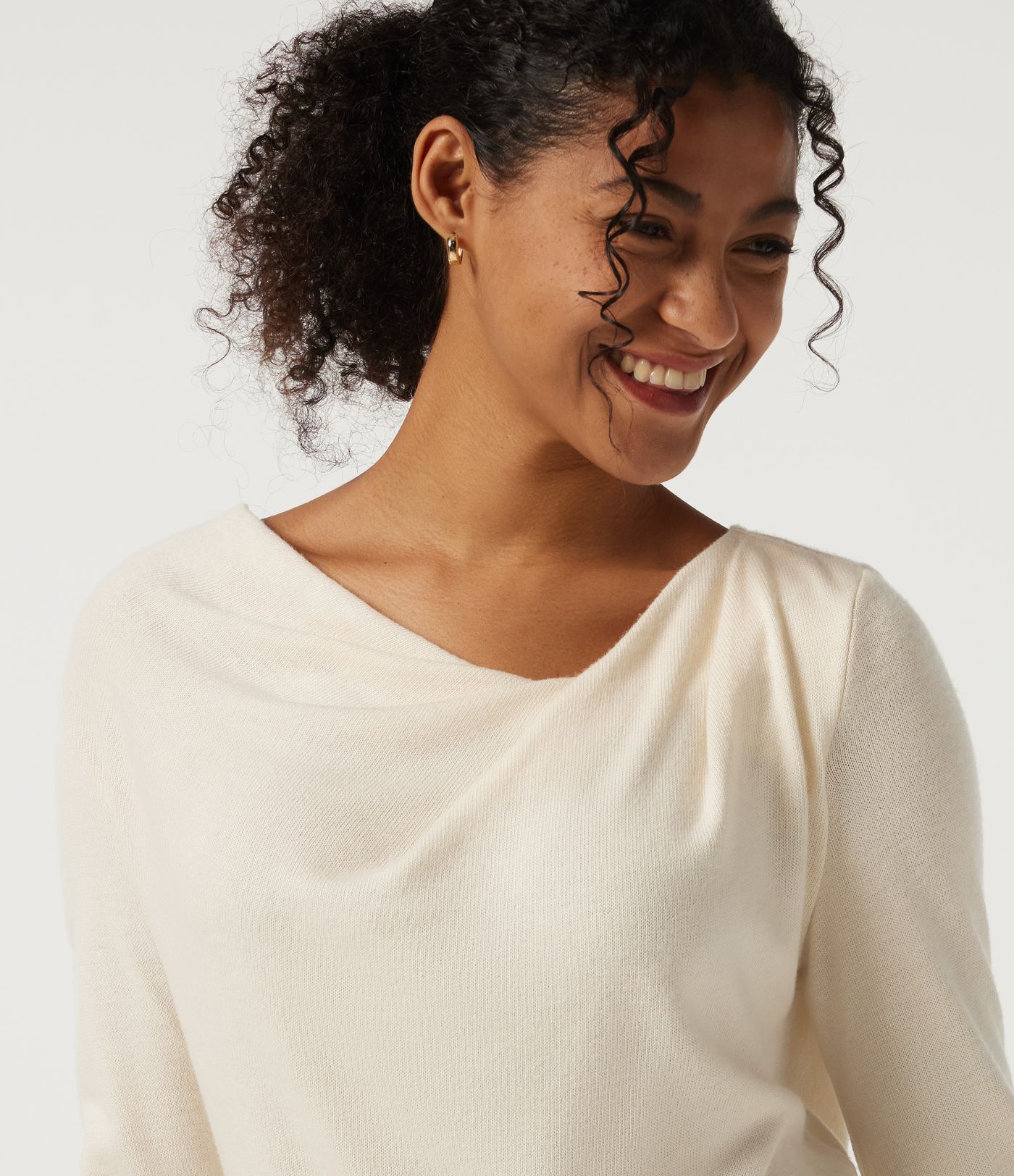 Cowl Neck Long Sleeve Asymmetric Casual Top