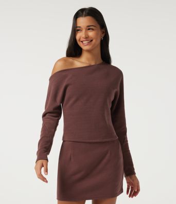 One Shoulder Long Sleeve Casual Sweatshirt