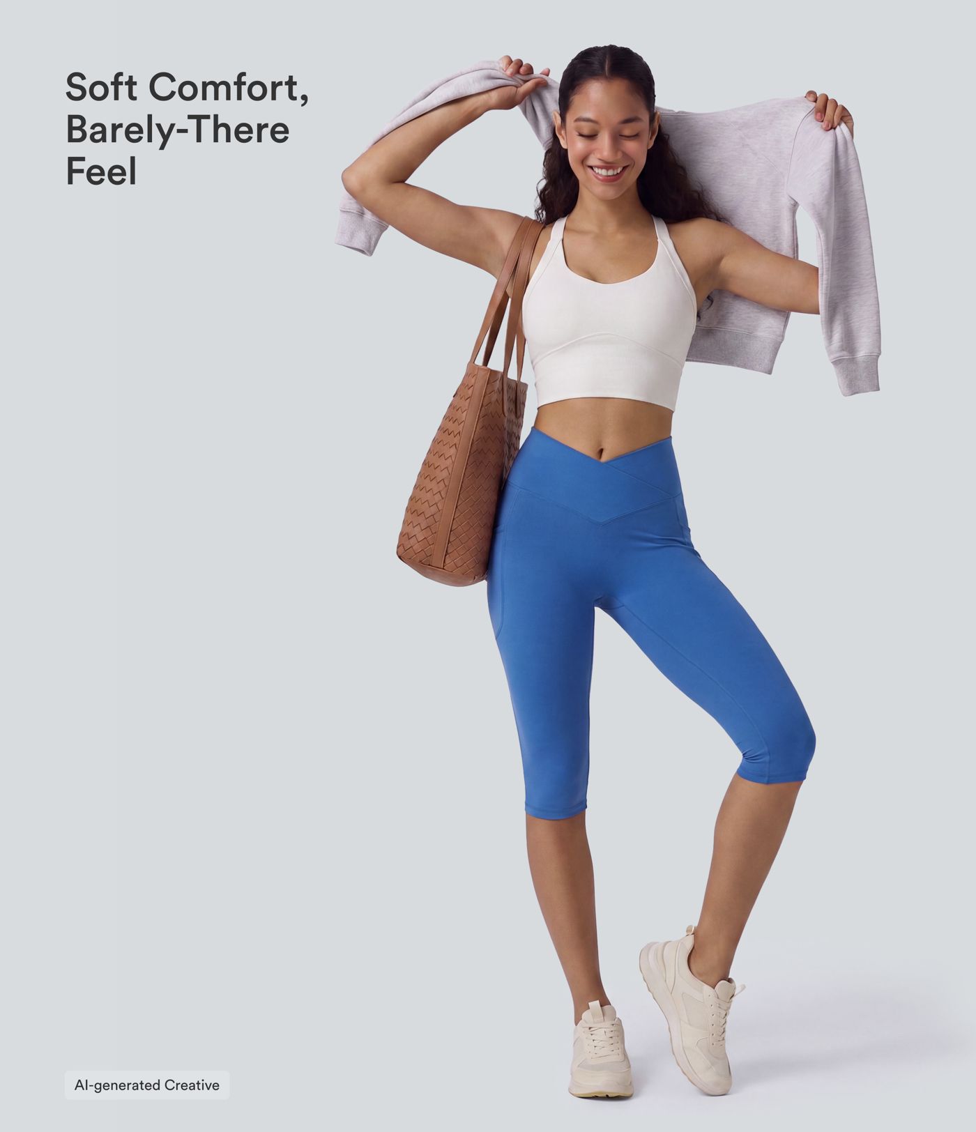 SoftlyZero™ High Waisted Crossover Pedal Pusher Yoga Leggings with Pockets SoftlyZero™ High Waisted Crossover Pedal Pusher Yoga Leggings with Pockets