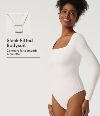 SoftlyZero™ Square Neck Long Sleeve Casual Bodysuit SoftlyZero™ Square Neck Long Sleeve Casual Bodysuit