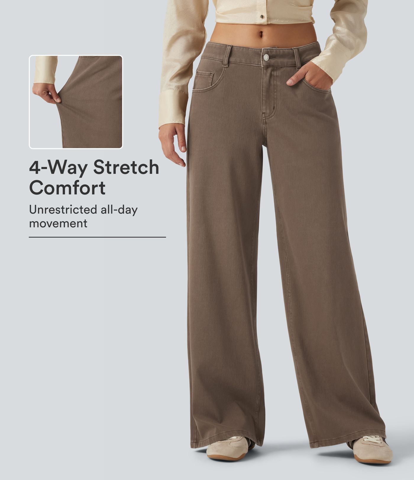 Halara Flex™ Low Rise Wide Leg Casual Jeans with Pockets Halara Flex™ Low Rise Wide Leg Casual Jeans with Pockets