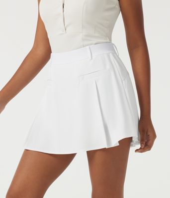 Breezeful™ High Waisted Pleated 2-in-1 A Line Quick Dry Micro Mini Golf Skirt with Pockets-Golf Tee