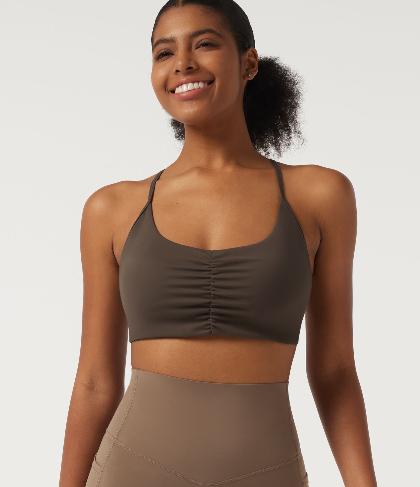 SoftlyZero™ Plush Low Support U Neck Ruched Built-in Bra Yoga Sports Bra