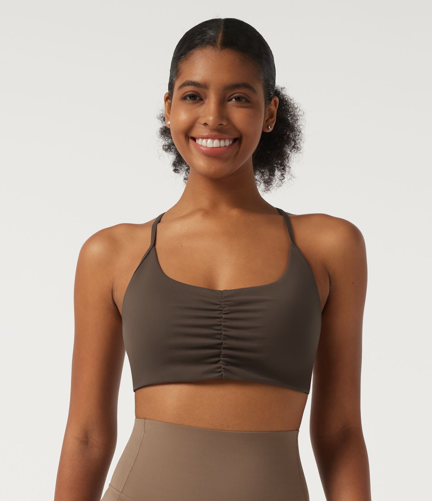 SoftlyZero™ Plush Low Support U Neck Ruched Built-in Bra Yoga Sports Bra