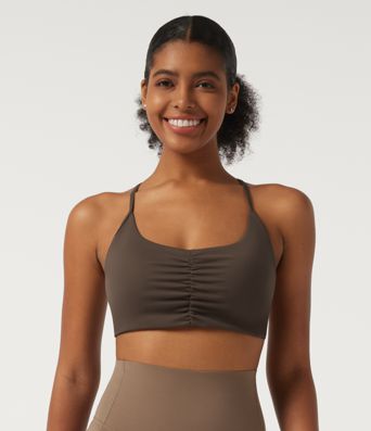SoftlyZero™ Plush Low Support U Neck Ruched Built-in Bra Yoga Sports Bra
