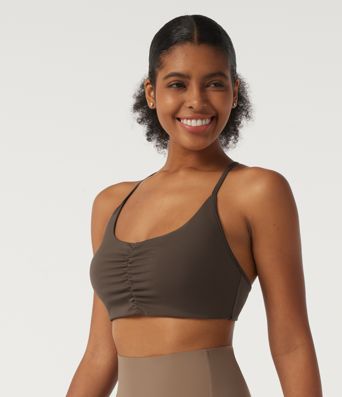 SoftlyZero™ Plush Low Support U Neck Ruched Built-in Bra Yoga Sports Bra