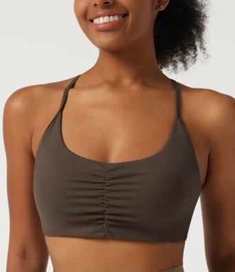 SoftlyZero™ Plush Low Support U Neck Ruched Built-in Bra Yoga Sports Bra