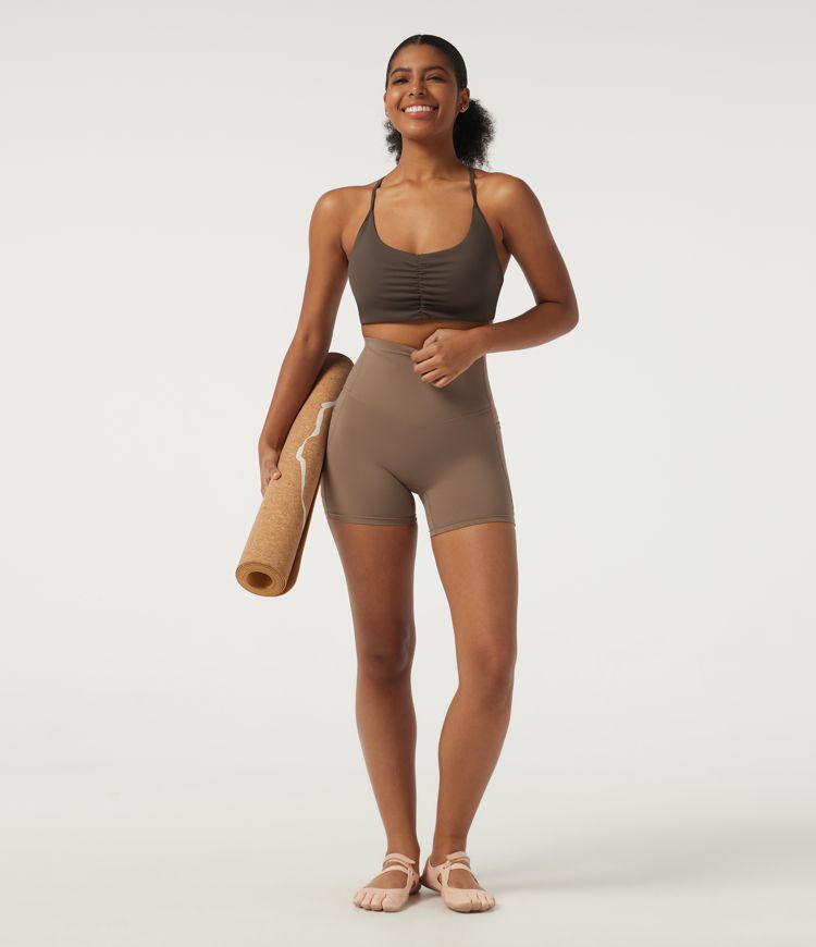 SoftlyZero™ Plush Low Support U Neck Ruched Built-in Bra Yoga Sports Bra