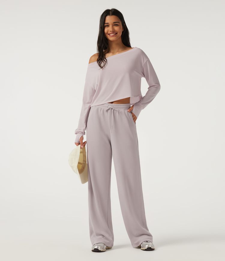 Pantalon de survêtement décontracté taille basse à cordon, coupe large, avec poches