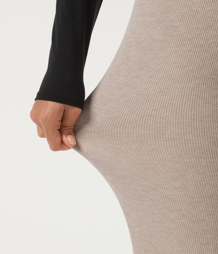 Ribbed Knit High Waisted Tie Front Flare Casual Pants with Pockets
