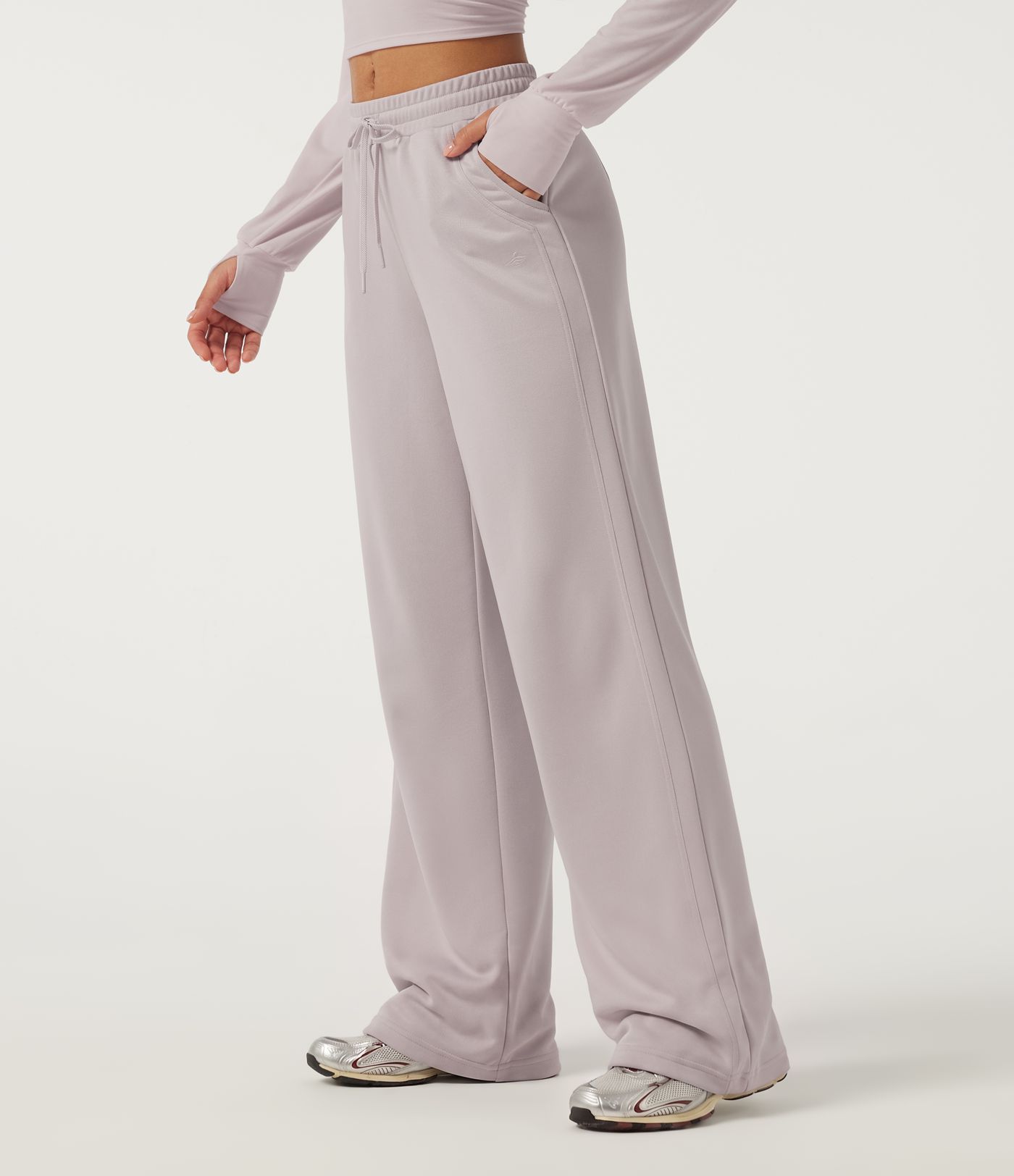Pantalon de survêtement décontracté taille basse à cordon, coupe large, avec poches