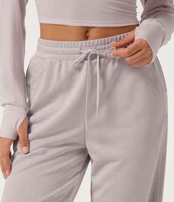 Pantalon de survêtement décontracté taille basse à cordon, coupe large, avec poches