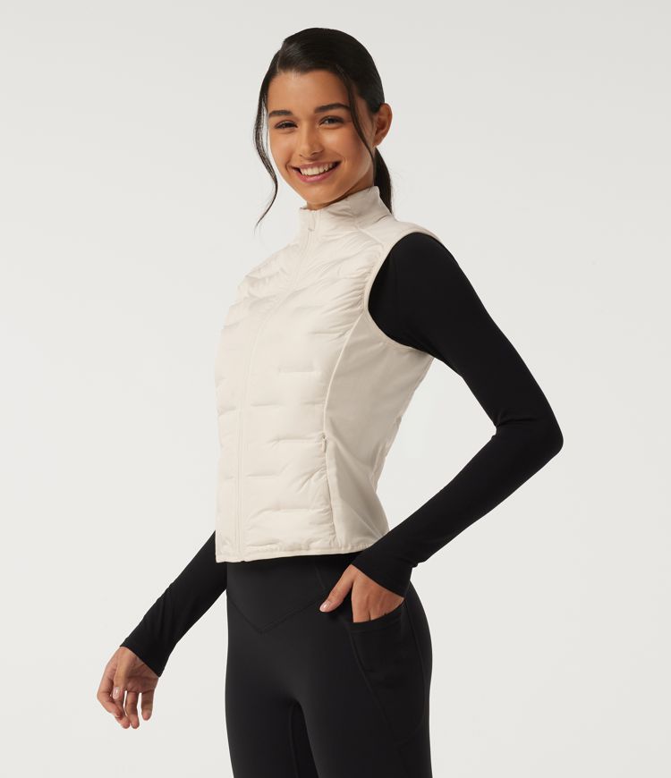 High Neck Sleeveless Quilted Casual Down Vest with Pockets