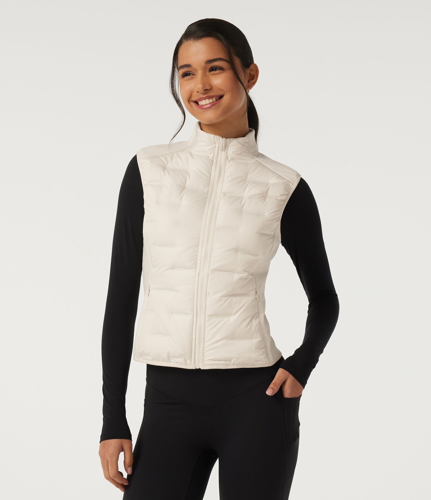 High Neck Sleeveless Quilted Casual Down Vest with Pockets