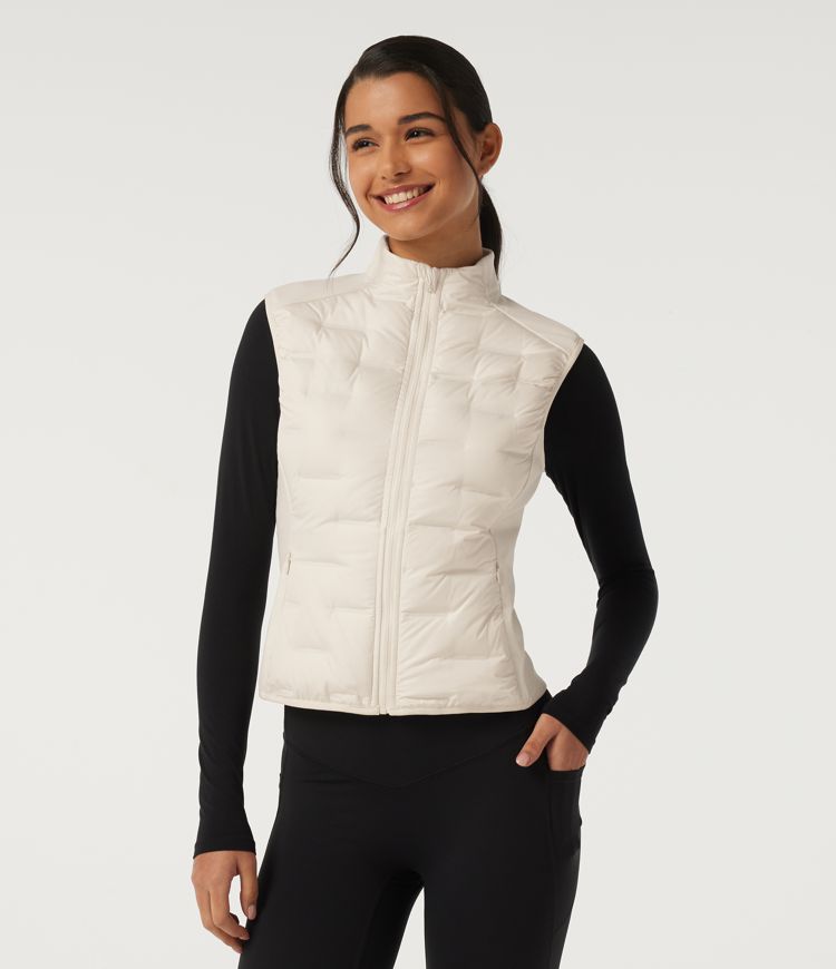 High Neck Sleeveless Quilted Casual Down Vest with Pockets