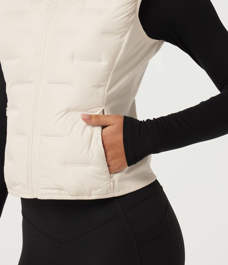 High Neck Sleeveless Quilted Casual Down Vest with Pockets